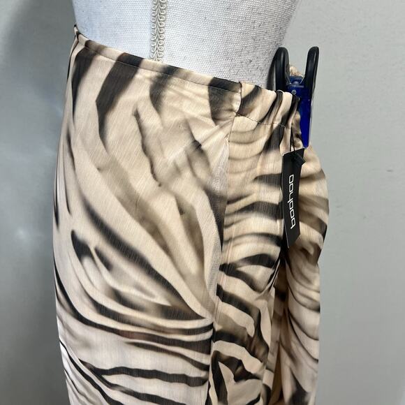 BooHoo Skirt size 10 Long Maxi Black Khaki Sheer Tiger Striped A Line Modest - Picture 6 of 10